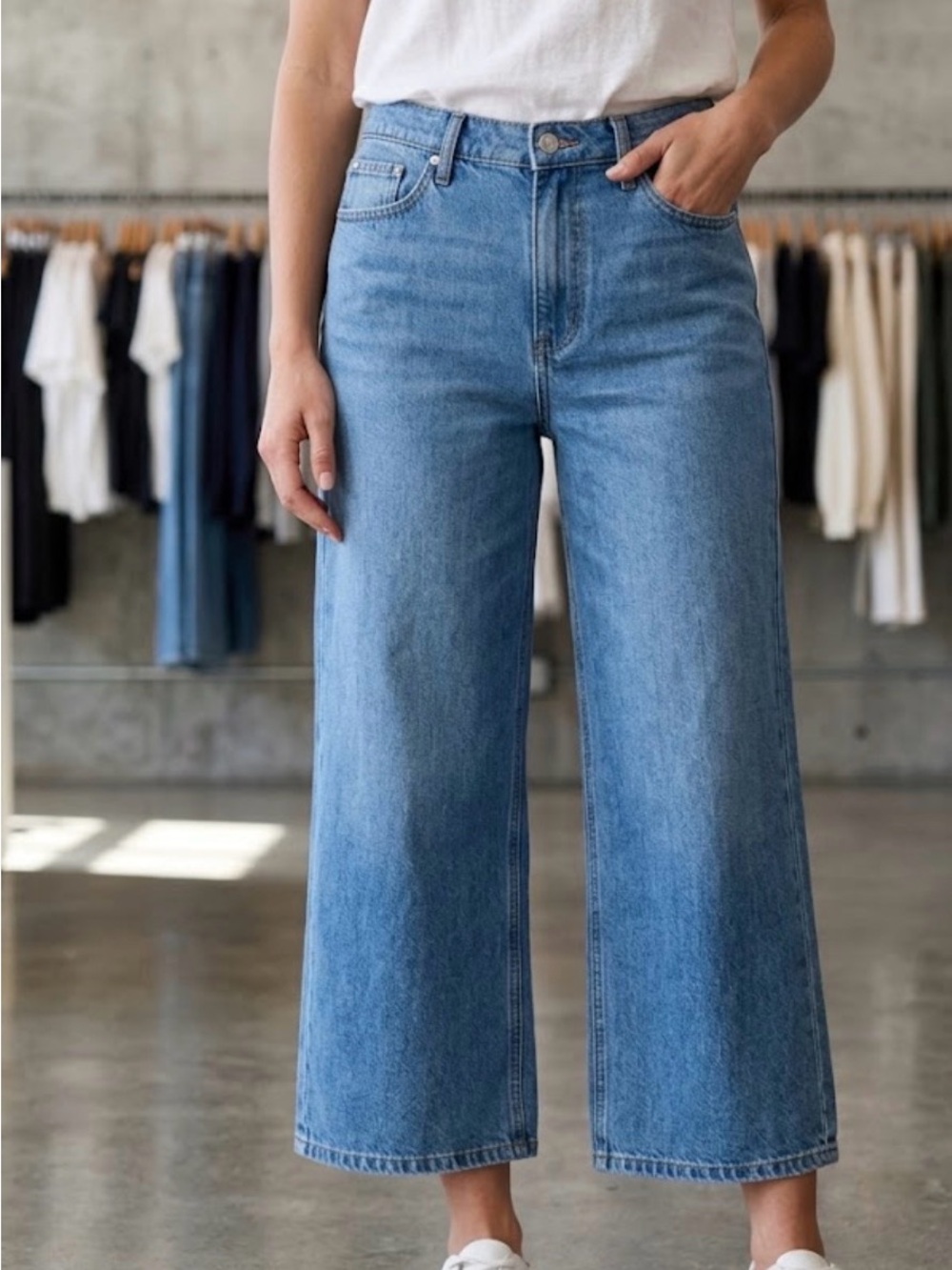 Westbound Light Blue Wide Leg Crop Jeans